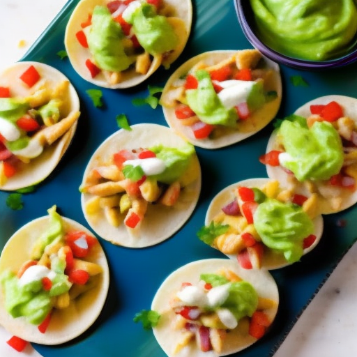 Miniature Chicken Tacos with Avocado Crema