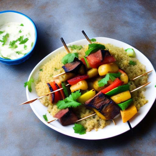 Moroccan Grilled Vegetable Kabobs With Couscous And Yogurt Sauce