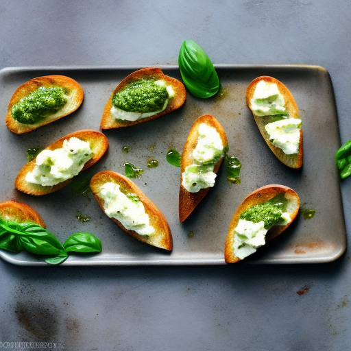 Pesto and Goat Cheese Crostini