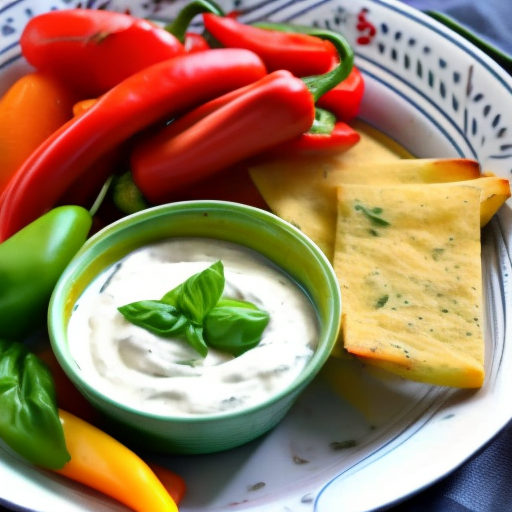 Roasted Garlic and Herb Cream Cheese Dip with Roasted Peppers and Basil