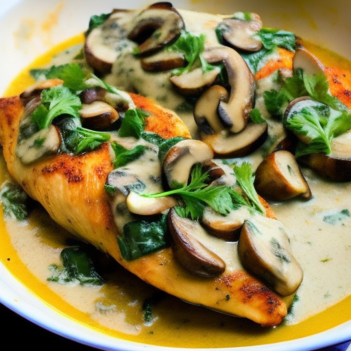 Savory Stuffed Chicken with Creamy Spinach and Mushroom Sauce