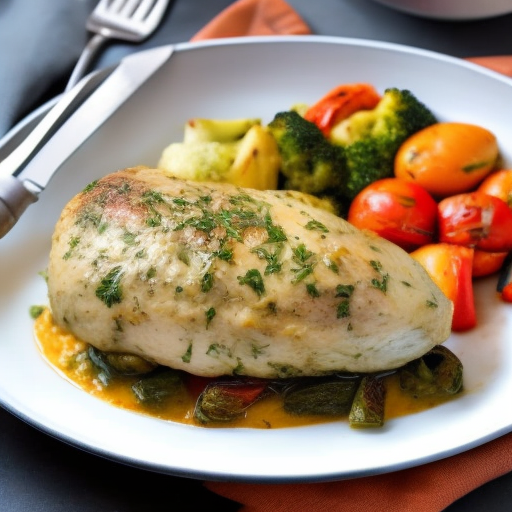 Savory Stuffed Chicken with Garlic Herb Butter and Roasted Vegetables