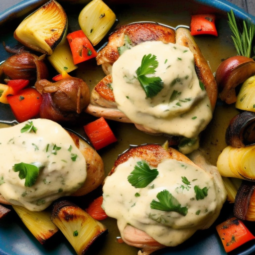 Savory Stuffed Chicken with Garlic Mashed Potatoes and Roasted Vegetables