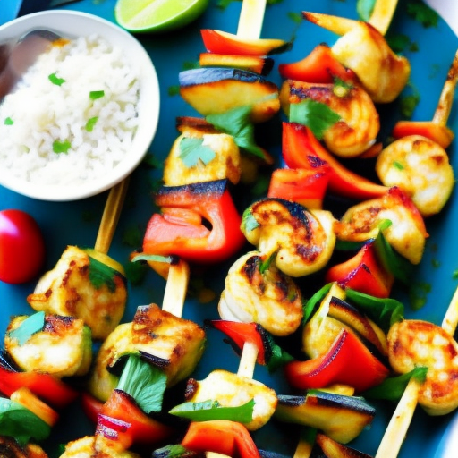 Thai Grilled Coconut Curry Shrimp Skewers