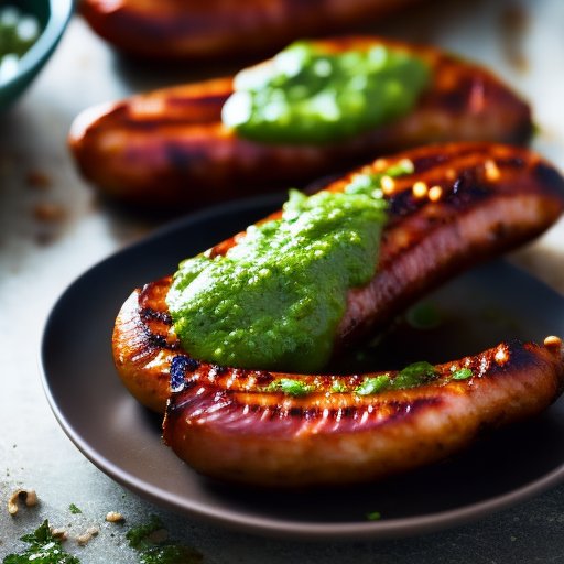 Argentinean Grilled Chorizo Sausage With Chimichurri Sauce