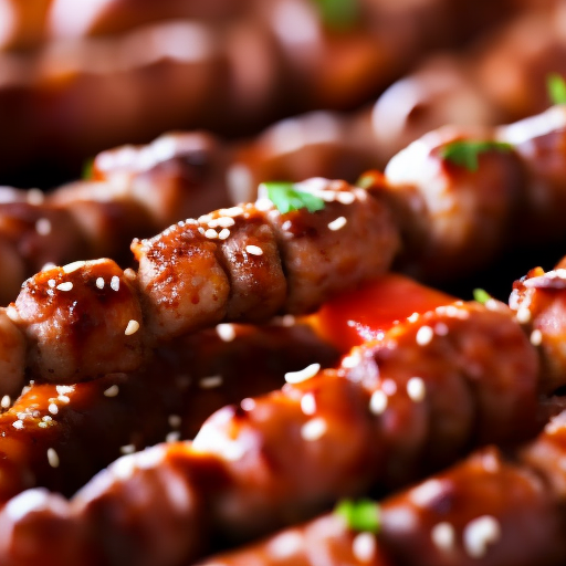 Bbq South African Braai Boerewors Sausage Skewers With Peri-Peri Sauce