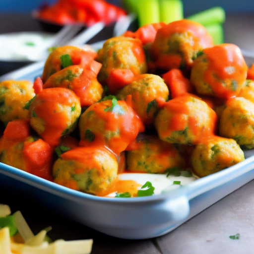 Buffalo Chicken Meatballs with Blue Cheese Dressing