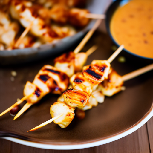 Grilled Chicken Satay Skewers with Peanut Sauce