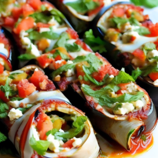 Grilled Eggplant Roll-Ups with Feta and Mint