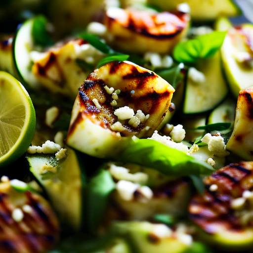 Grilled Zucchini and Feta Salad with Lemon Garlic Dressing