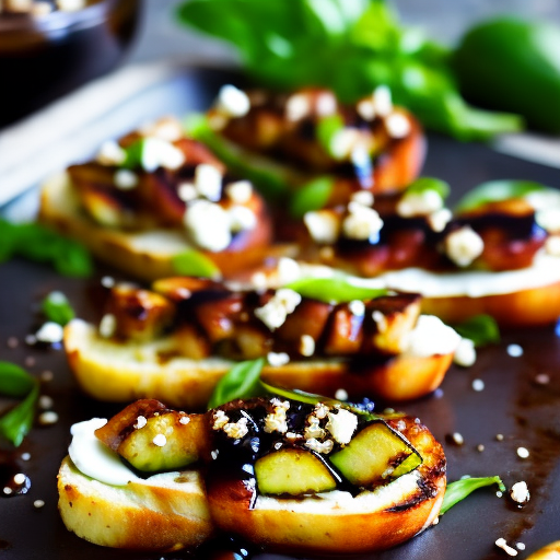 Grilled Zucchini Bruschetta with Feta Cheese and Balsamic Reduction