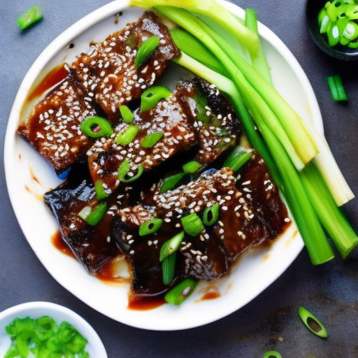 Korean Bbq Beef Short Ribs With Sesame Seeds And Scallions