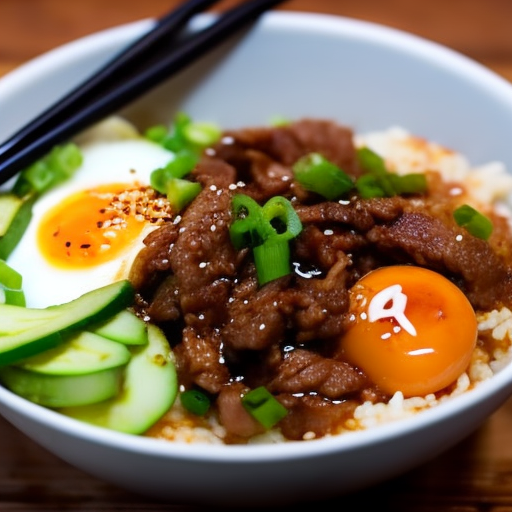 Korean Bbq Bulgogi Beef Rice Bowls With Kimchi And Fried Egg