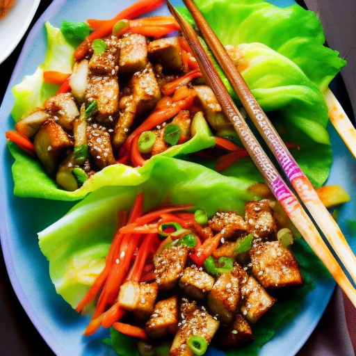 Korean Bbq Spicy Pork Belly Lettuce Wraps With Kimchi And Pickled Vegetables