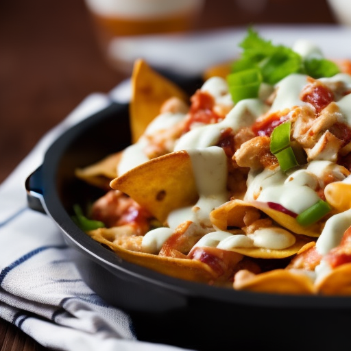 Mini Buffalo Chicken Nachos with Blue Cheese Sauce