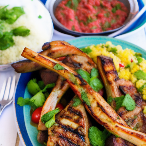 Moroccan Grilled Lamb Chops With Mint Yogurt Sauce And Couscous Salad