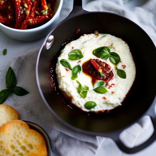 Roasted Garlic and Herb Ricotta Dip with Sun-Dried Tomatoes and Basil