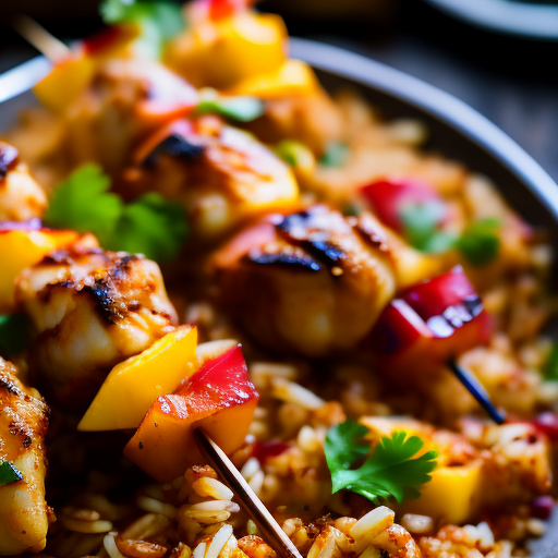 Thai Grilled Red Curry Shrimp Skewers With Coconut Rice And Mango Salsa