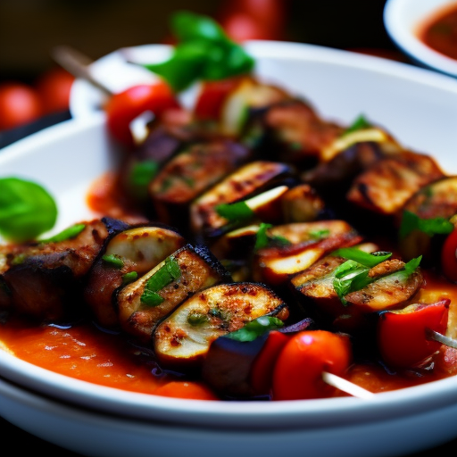 Turkish Grilled Eggplant And Zucchini Kebabs With Tomato Sauce