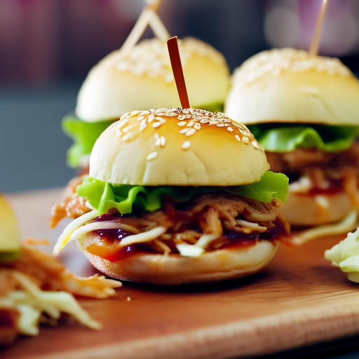 Miniature Pulled Pork Sandwiches with Coleslaw and Pickles