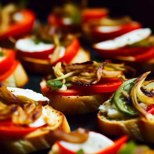 Roasted Red Pepper and Goat Cheese Crostini with Caramelized Fennel